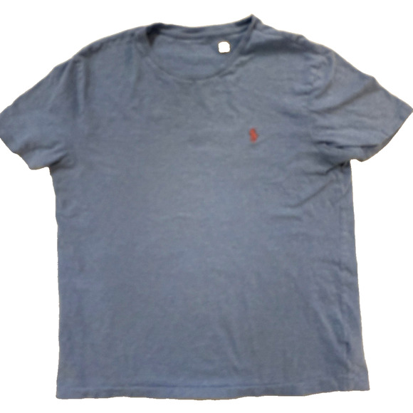 Ralph Lauren Polo Shirt Mens Large Blue Red Pony Classic Crewneck Tee Casual - Picture 1 of 6